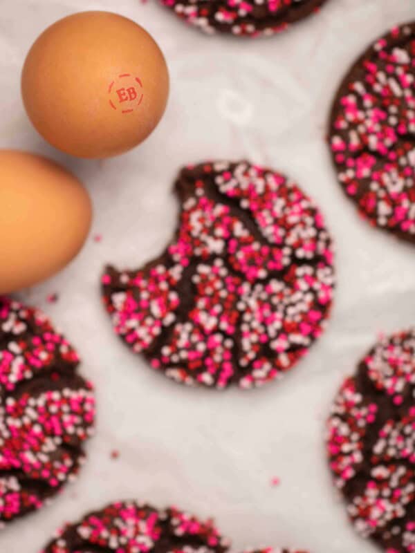 Pink pink sprinkle chocolate cookies