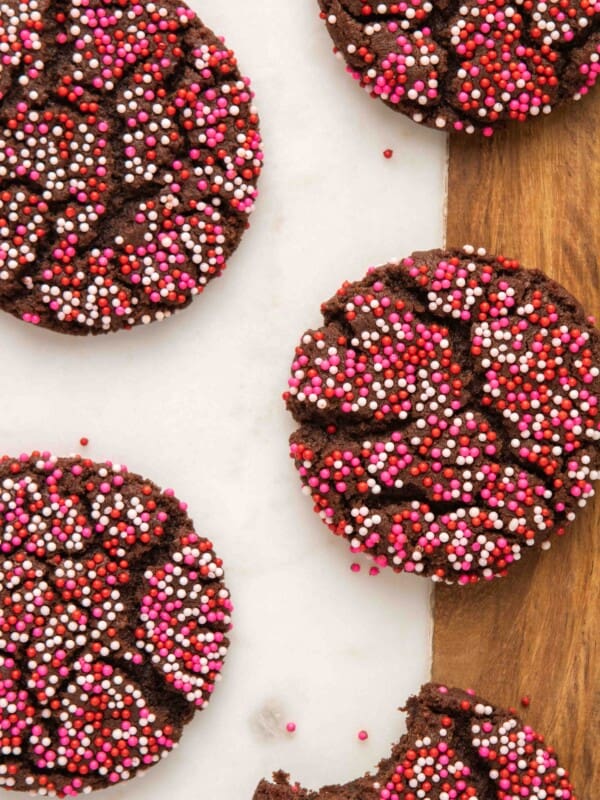 Valentine's day chocolate crinkle cookies