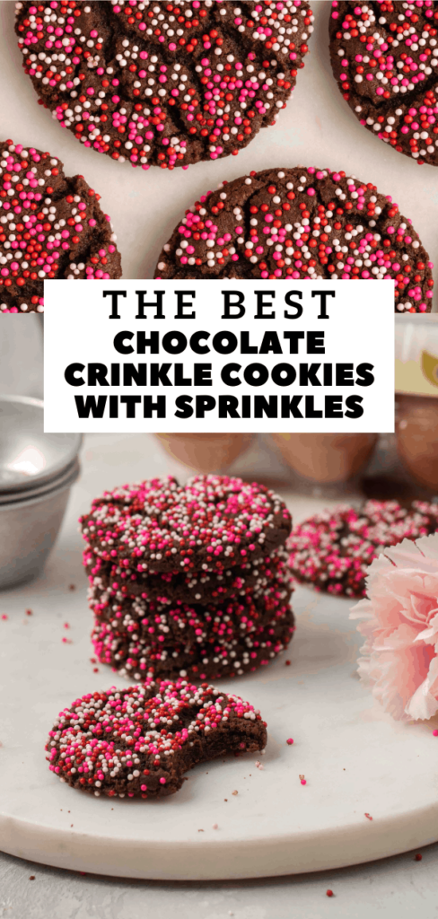 Chocolate crinkle cookies with sprinkles