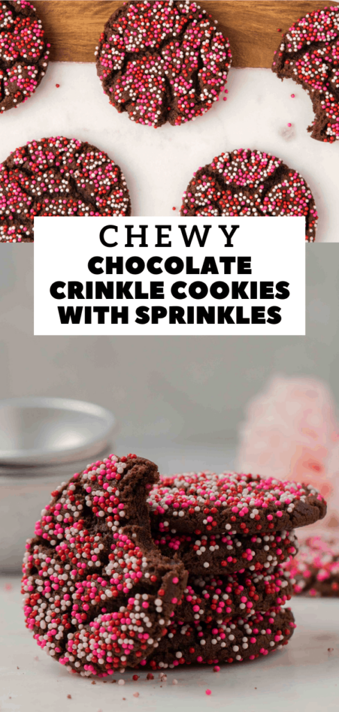 Chocolate crinkle cookies with sprinkles
