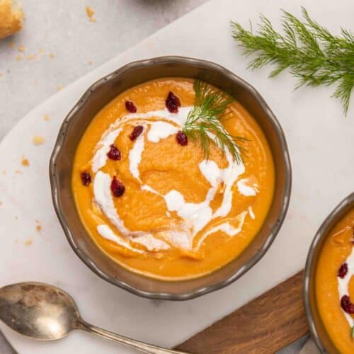 Overhead sweet potato soup