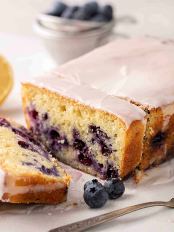 Close up of lemon loaf cake