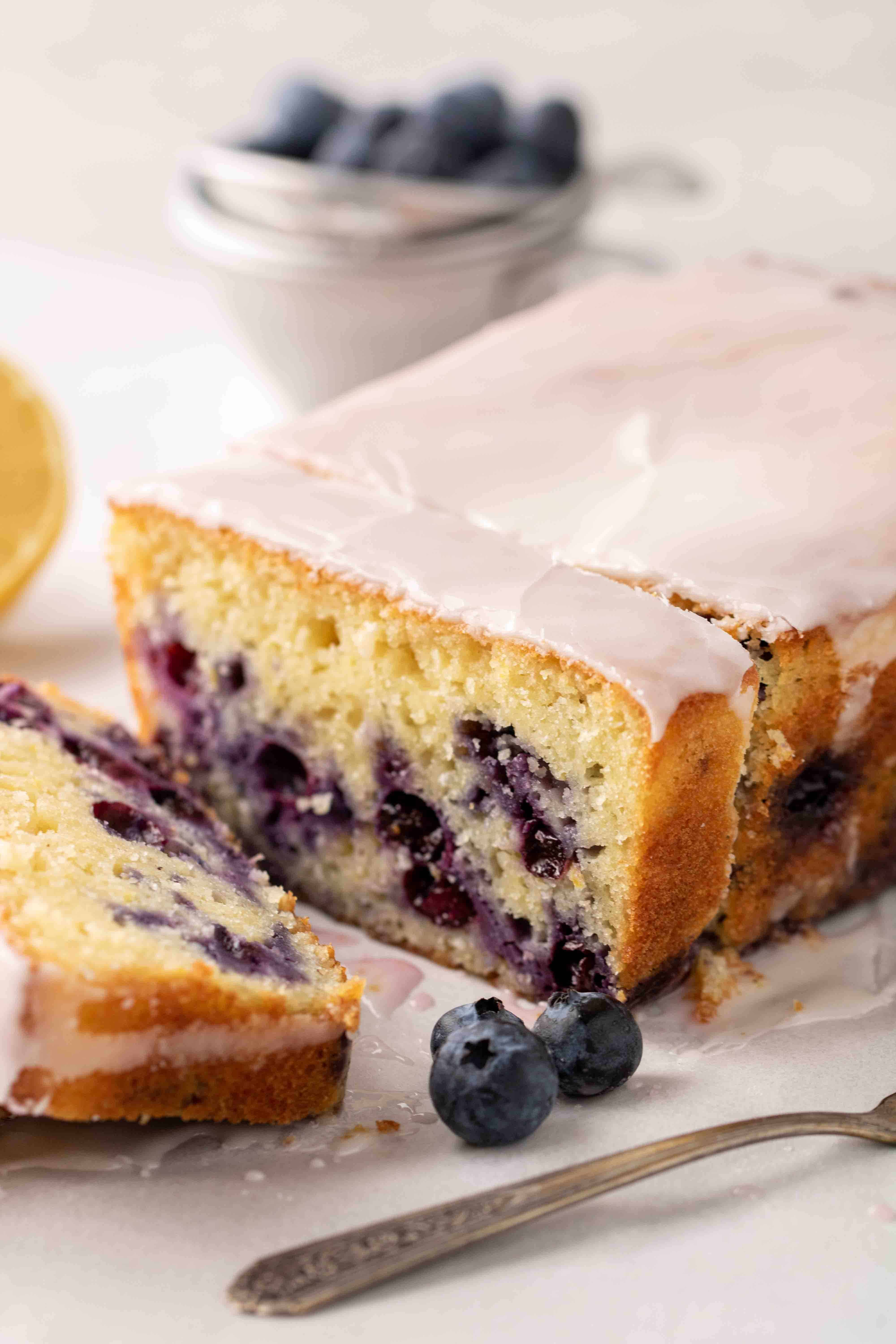 Close up of lemon loaf cake