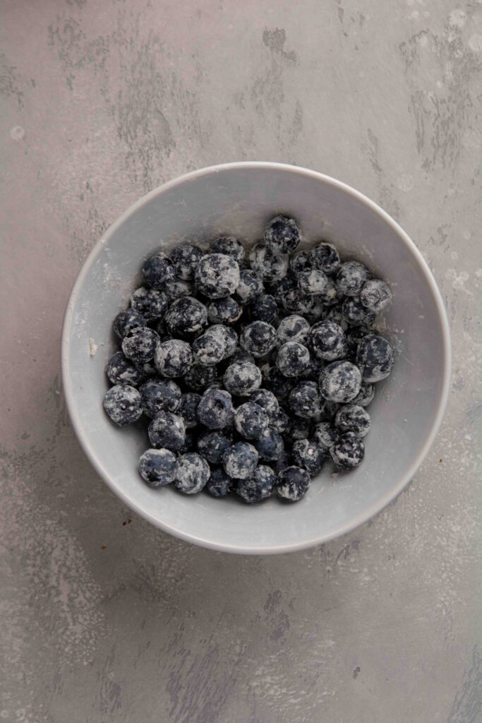 Blueberries coated in flour