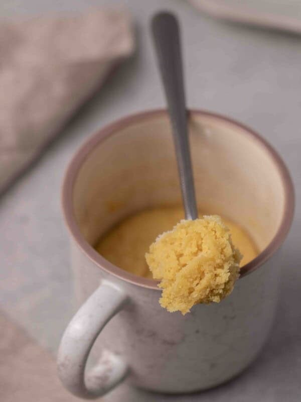 Mug sugar cookie in a spoon to see texture