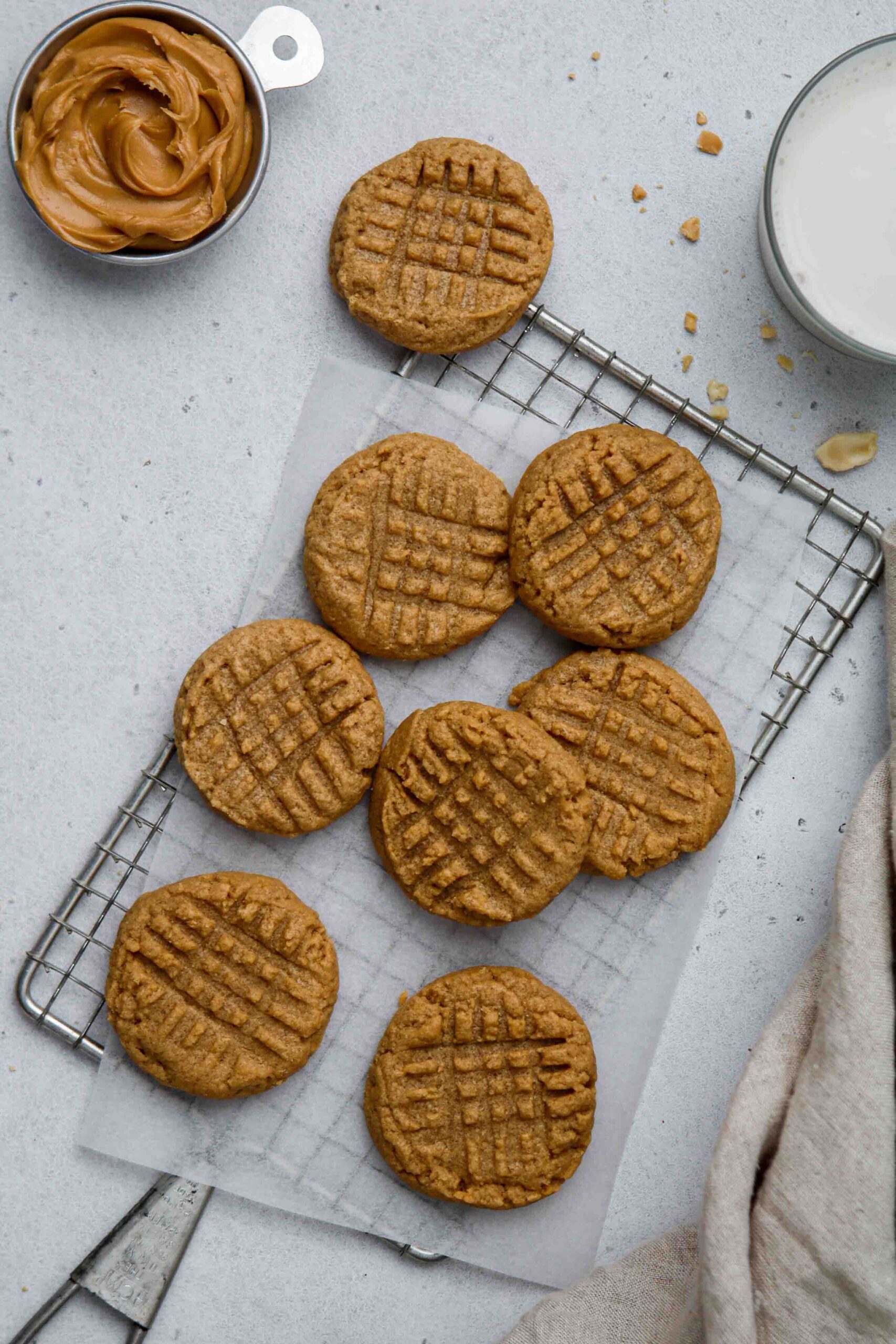 Flat lay peanut butter cookie photography