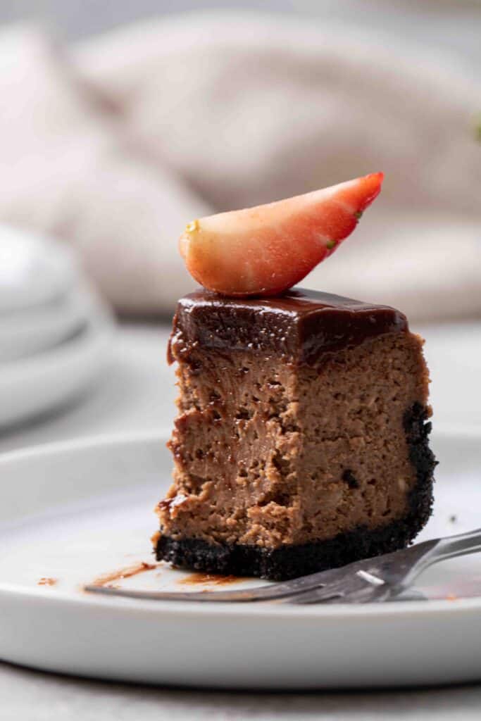 Slice of mini chocolate cheesecake