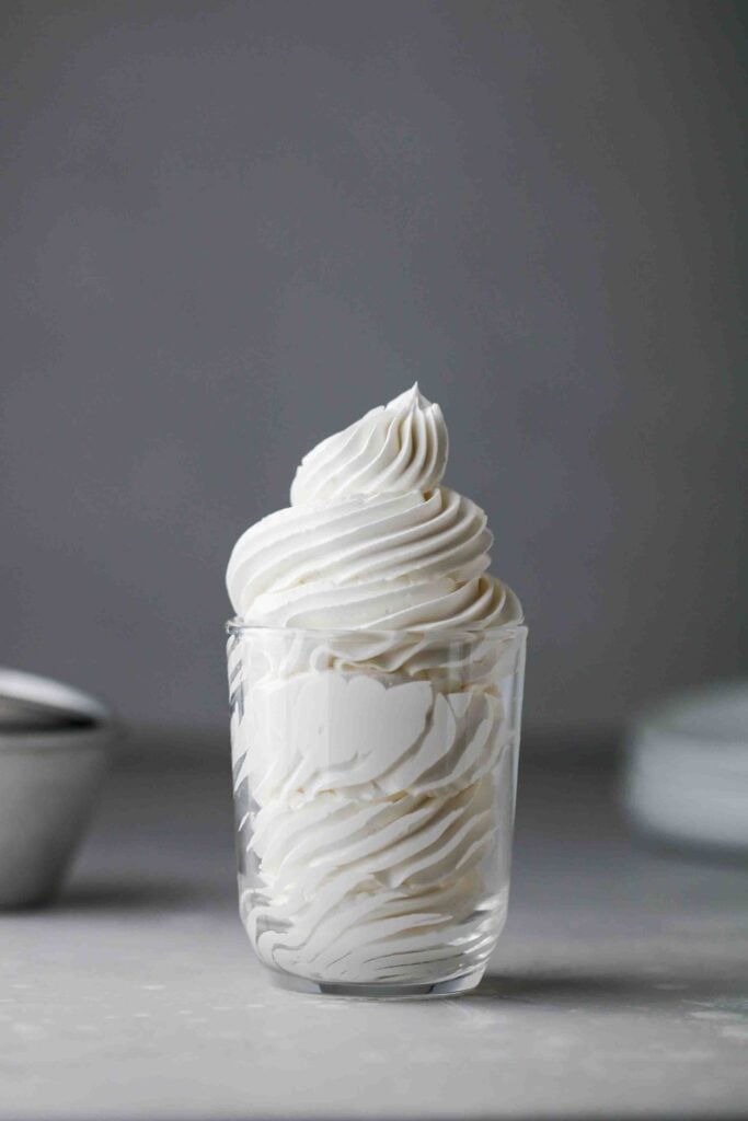 Swiss meringue buttercream in a glass
