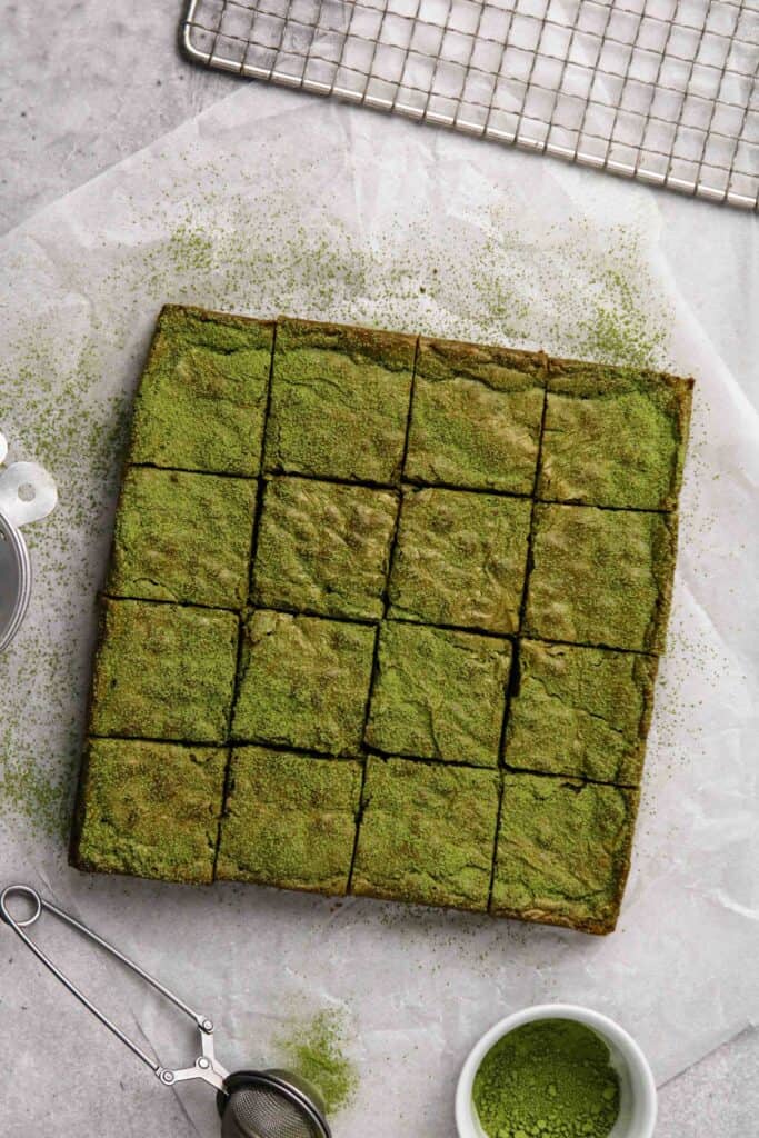 Matcha brownies photography