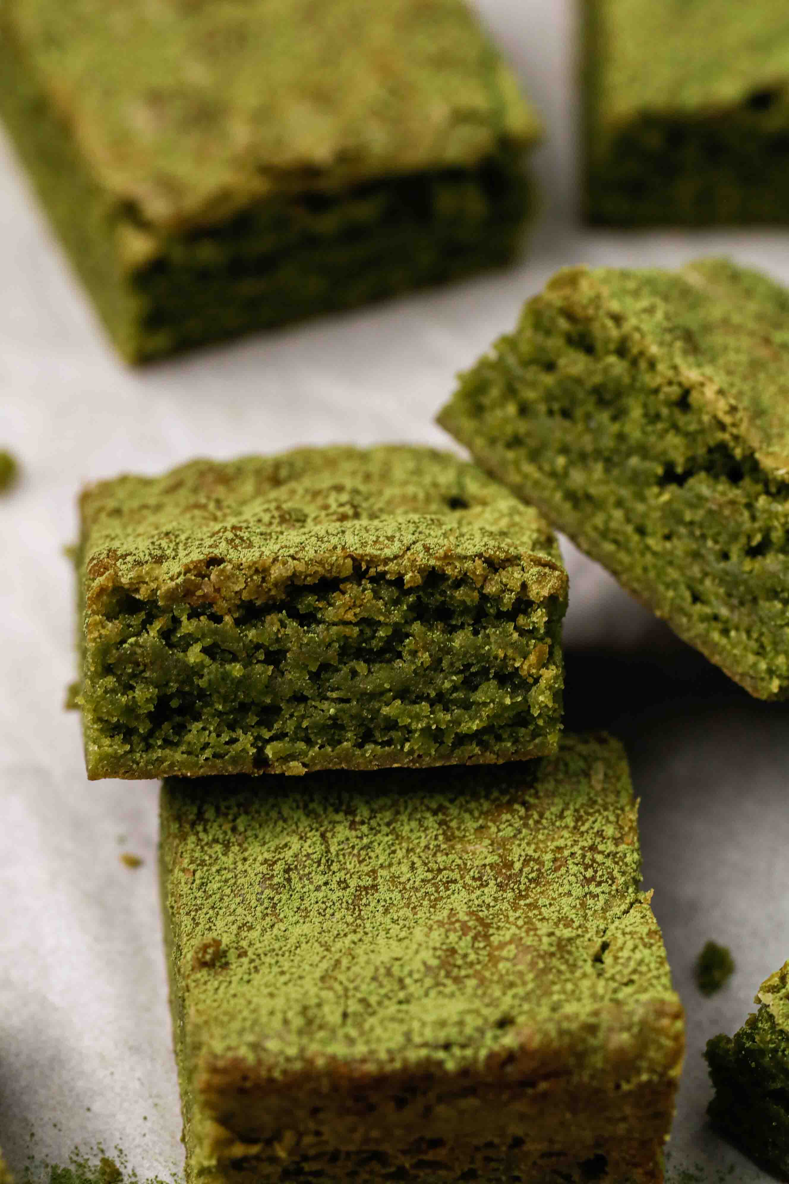 Green tea brownie slices