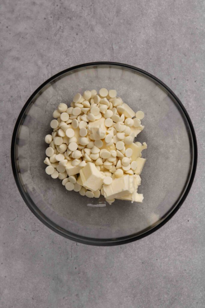 Melt the butter and white chocolate together