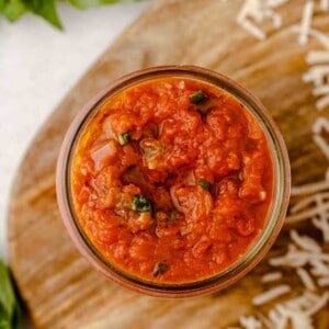 Overhead shot of marinara sauce