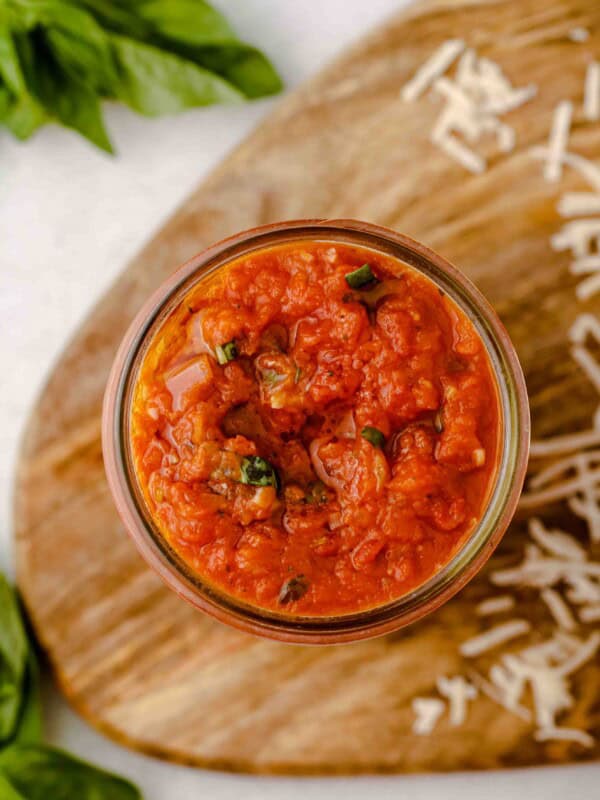 Overhead shot of marinara sauce