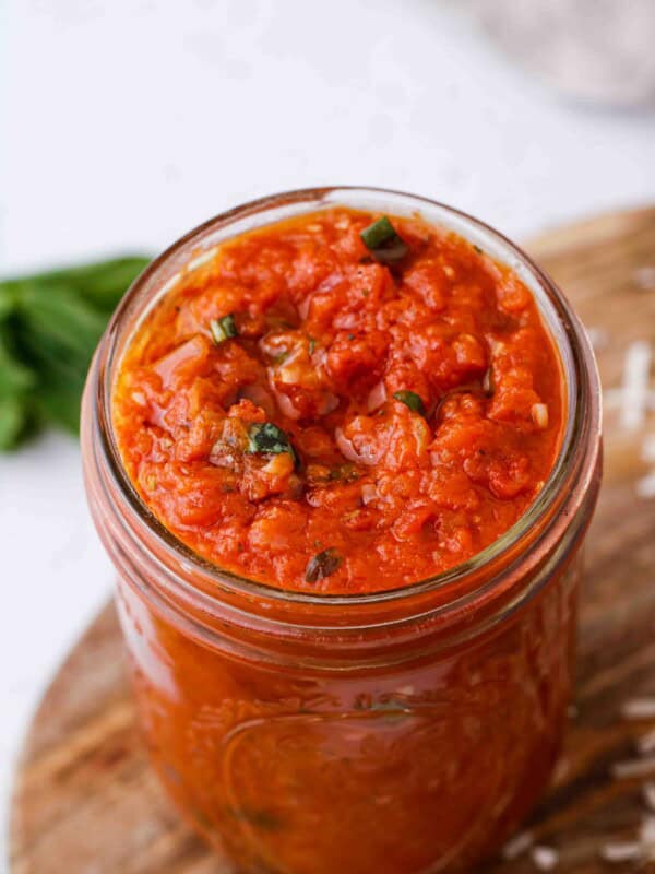 jar of homemade marinara sauce