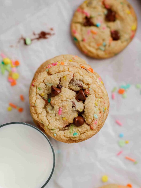 Overhead shot of spring chocolate chip cookies