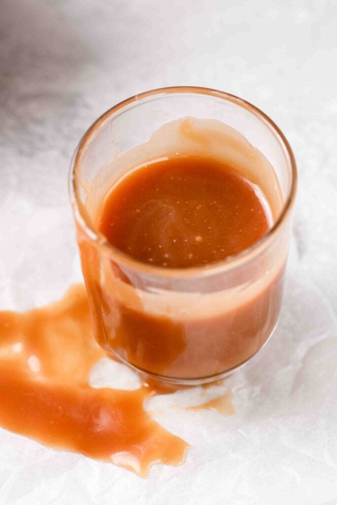 Caramel sauce in a little cup