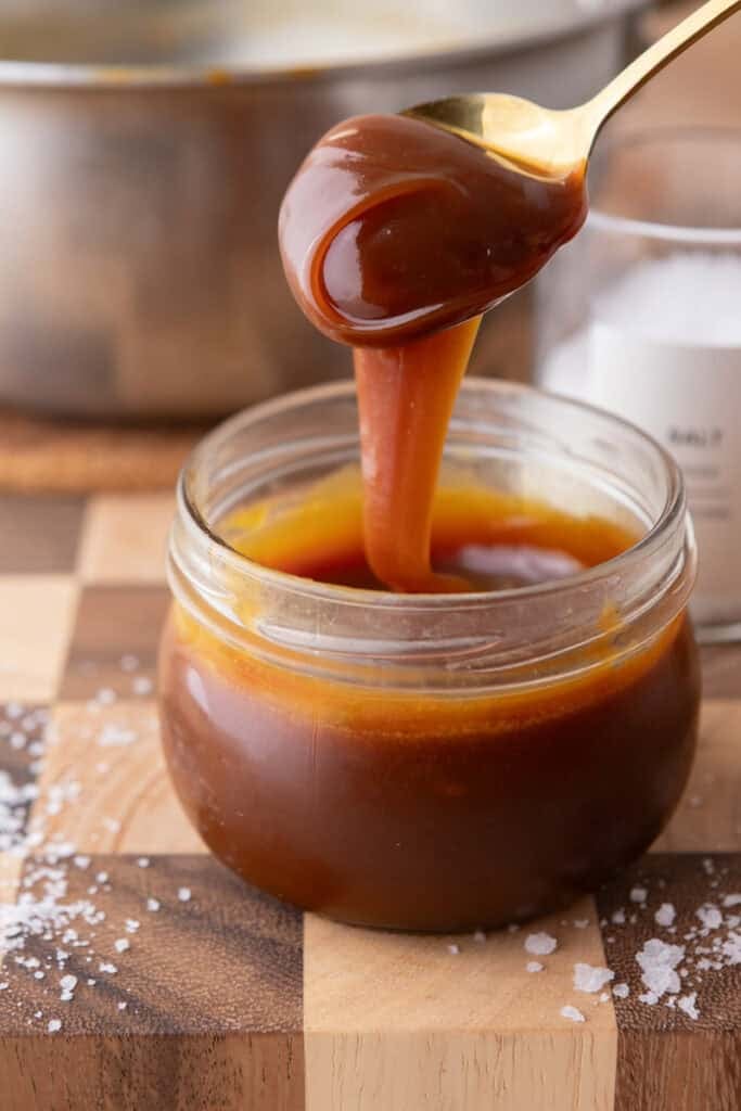 spoonful of caramel sauce
