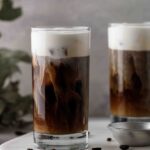 Straight on shot of Starbucks salted cream cold brew cold foam