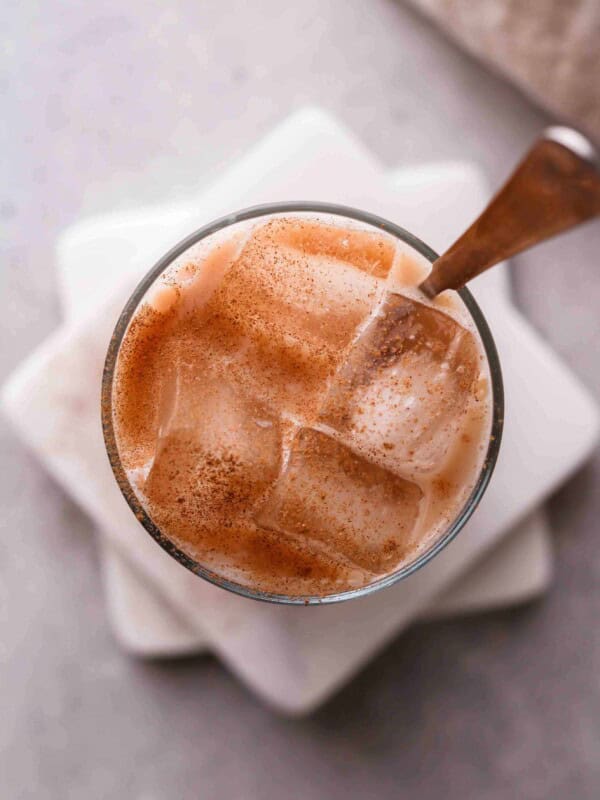 Overhead shot of chai latte