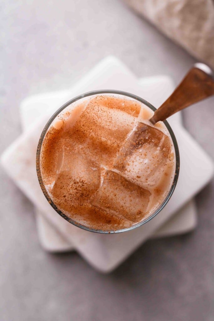 Overhead shot of chai latte