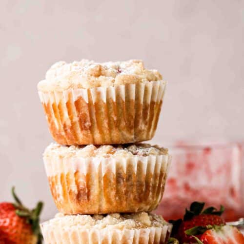 Stack of strawberry muffins