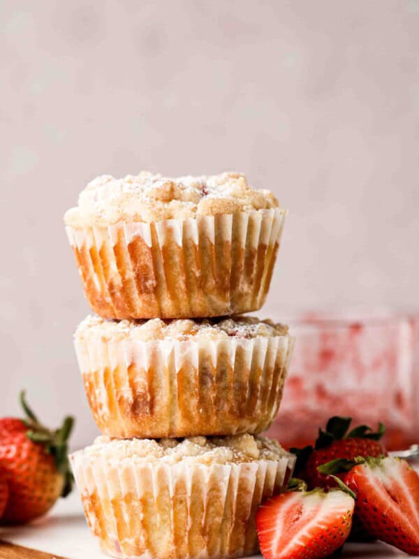 Stack of strawberry muffins