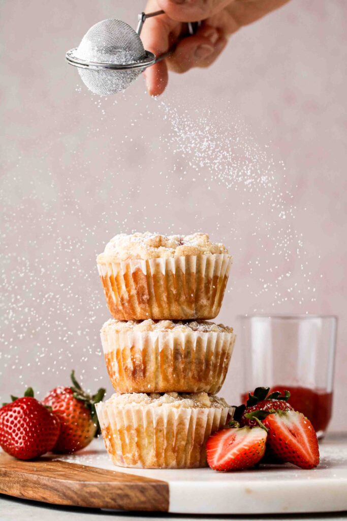 Stack of strawberry muffins