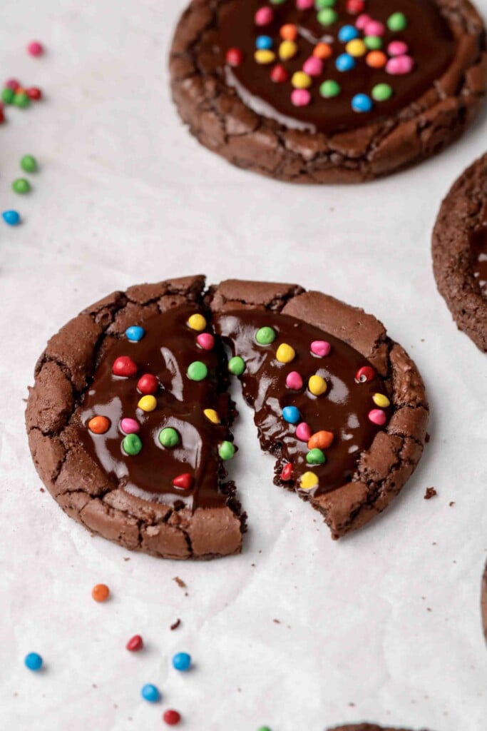 Brownie cookie with chocolate ganache on top
