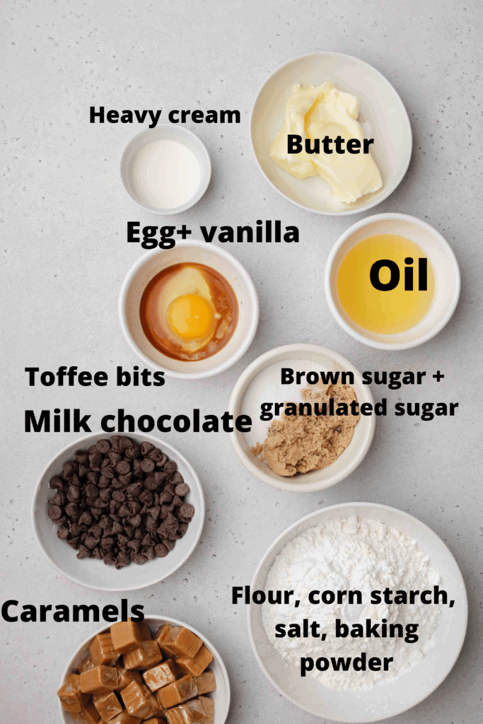 Ingredients for chilled Twix cookies