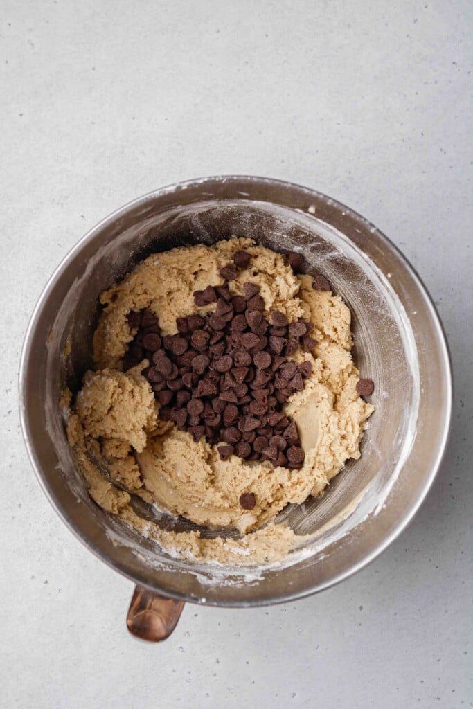 Add milk chocolate chips to the cookie dough