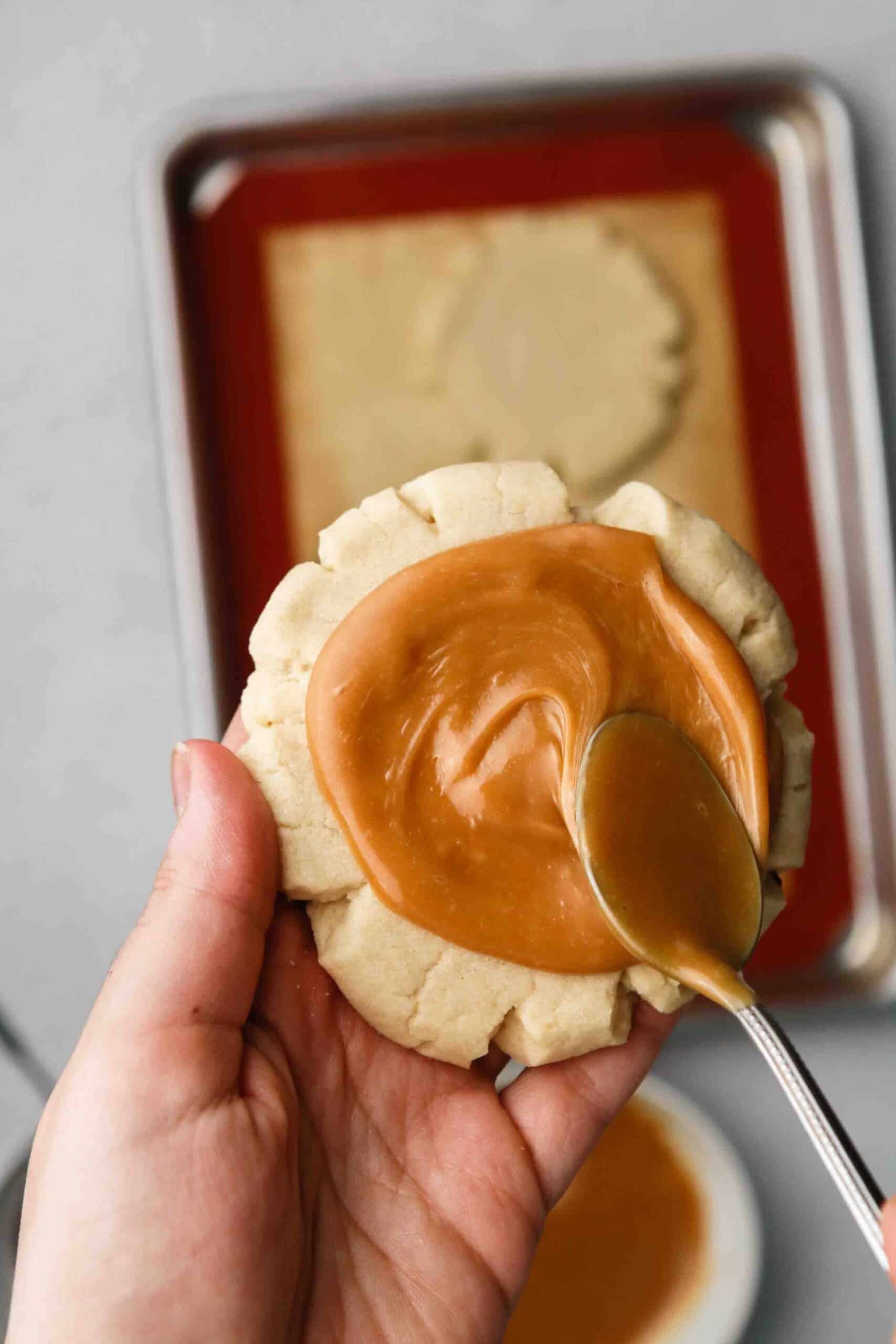 Chilled CRUMBL Twix Cookies Copycat Recipe - Lifestyle of a Foodie