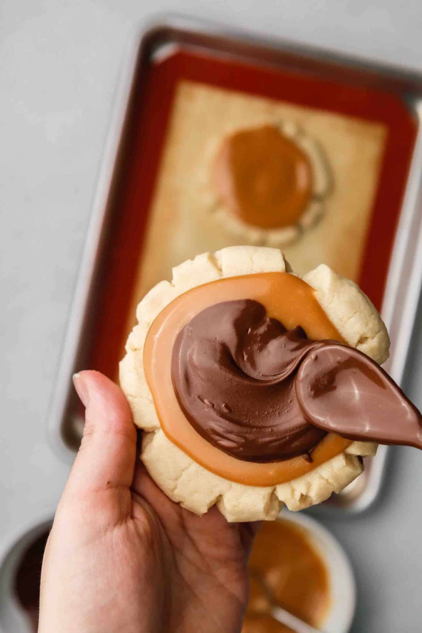 Chilled CRUMBL Twix Cookies Copycat Recipe - Lifestyle of a Foodie