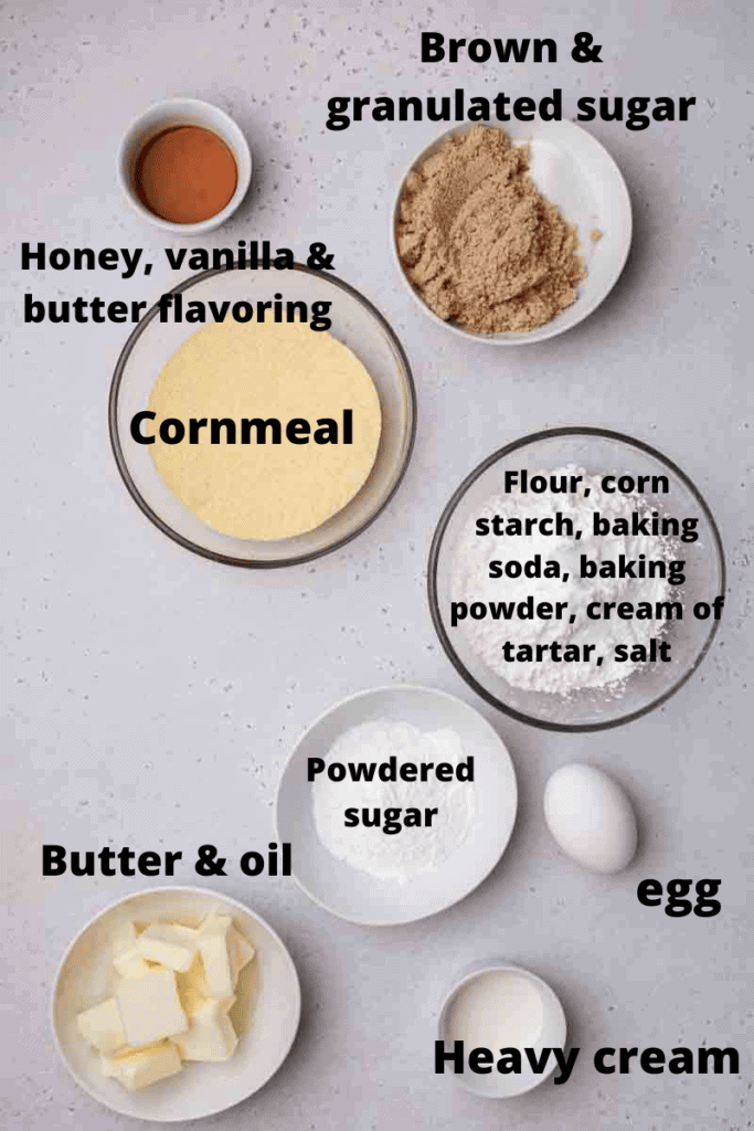 Ingredients for cornbread cookies