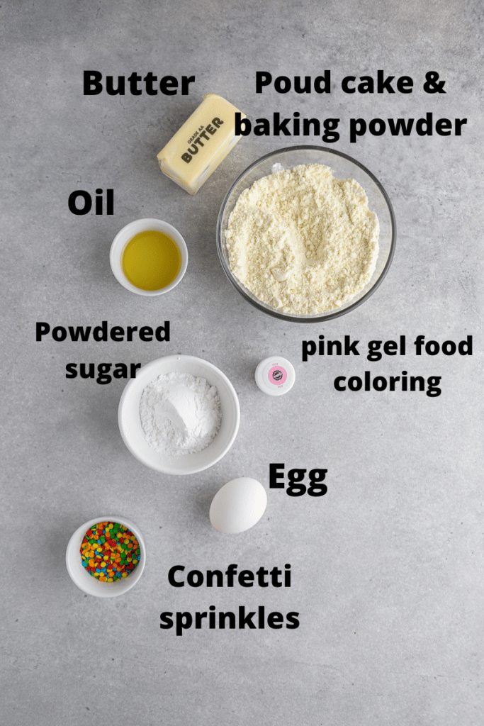 Ingredients for CRUMBL confetti cake cookies