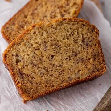 Brown butter banana bread slices