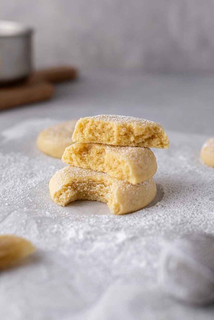 Stack of CRUMBL Kentucky butter cake cookies