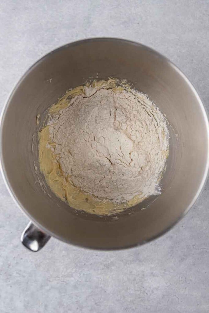 Flour in creamed butter