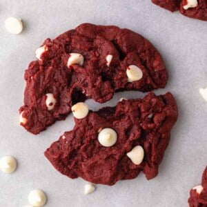 Overhead shot of CRUMBL red velvet cookie