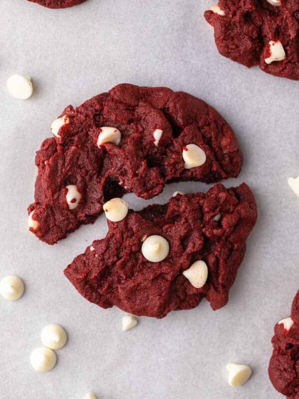 Overhead shot of CRUMBL red velvet cookie