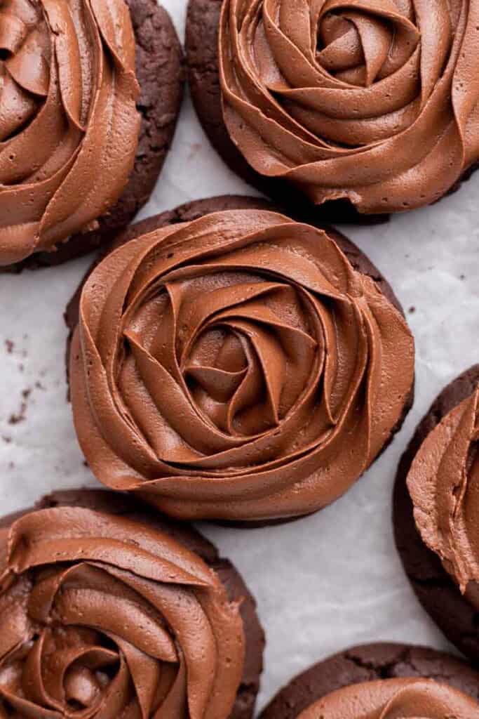 Close up overhead shot of chocolate cookies