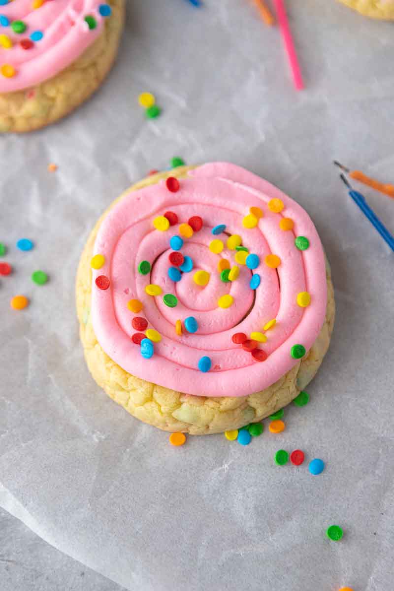 Crumbl Confetti Cake Cookies- Funfetti cookies - Lifestyle of a Foodie