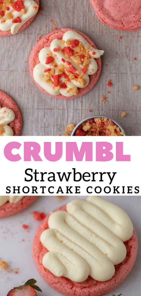 Easy CRUMBL strawberry shortcake cookies
