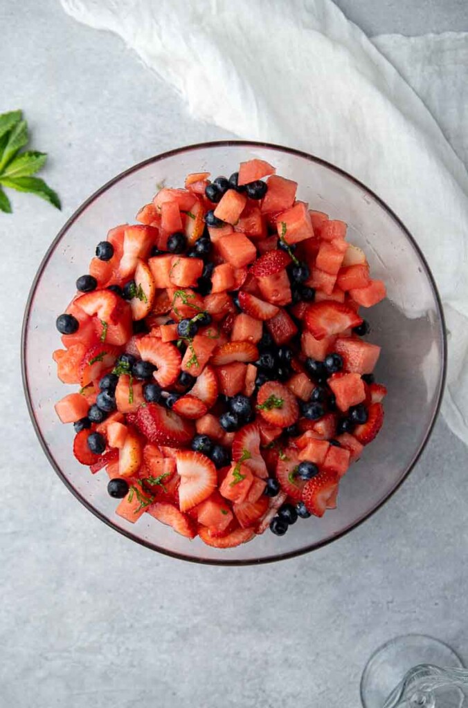 bright fruit salad in a bowl
