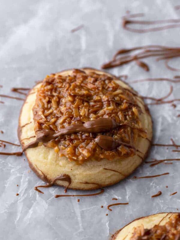 CRUMBL caramel coconut fudge cookies