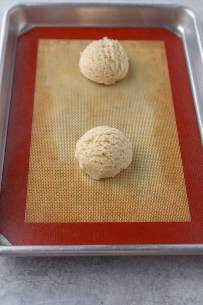 Sugar cookie dough on baking sheet
