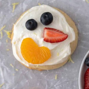 Frosted CRUMBL fruit pizza cookie