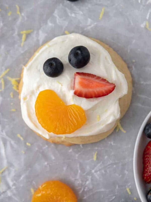 Frosted CRUMBL fruit pizza cookie