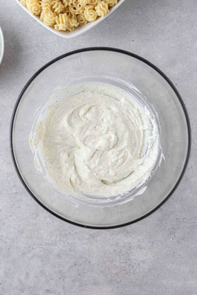 Greek yogurt and mayo sauce in a bowl