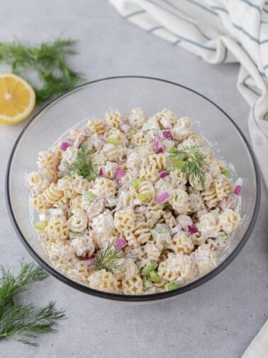 Tuna pasta salad on a plate
