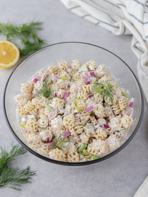 Tuna pasta salad on a plate